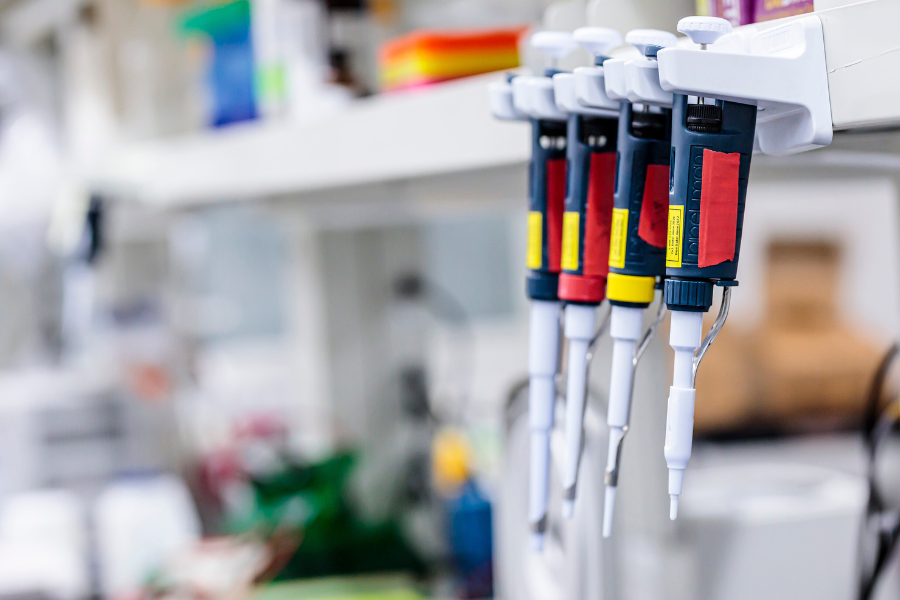 Pipettes in a laboratory