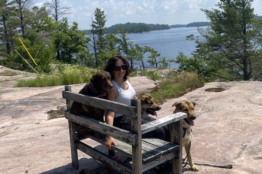 Edyta Marcon with her 3 dogs